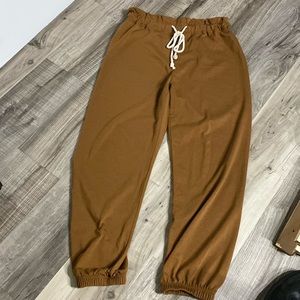 High Rise Camel Tan Dressy Sweatpants Joggers